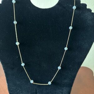 Elegant Gold and Blue Beaded Necklace